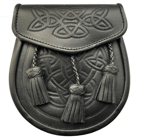 Leather sporran with - sporran, tossles