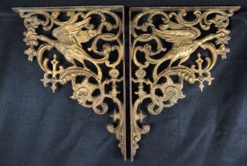 Antique cast iron corbel - antique,