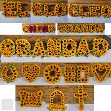 Sunflower Funeral Flowers Artificial Tribute Wreath Memorial Dad Heart Pillow
