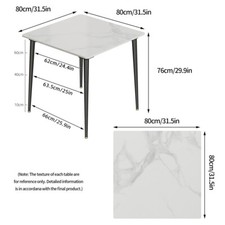 80/120cm High Gloss Marble Kitchen Dining Table Chair Set Padded Seat Home Party