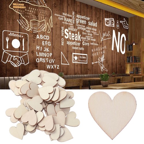 50pcs 5cm wooden hearts - 50pcs, 2.5cm