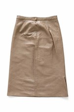 Real Leather Midi Skirt Beige