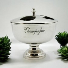 Champagne Ice Bucket  Silver Vintage Table Top Distressed Look Wine Cooler Gift