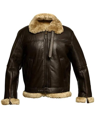 Men shearling aviator jacket - shearling,