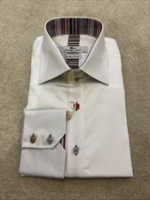 Claudio Lugli Men’s White Long Sleeve Shirt With Coloured Buttons Size L