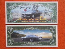 4 Bills ~ 1969 DODGE CHARGER Classic Car Series ~ Hip $1,000,000 Million Dollars