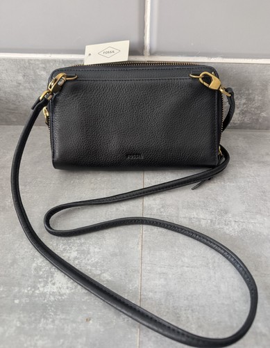 Fossil black leather crossbody - fossil,