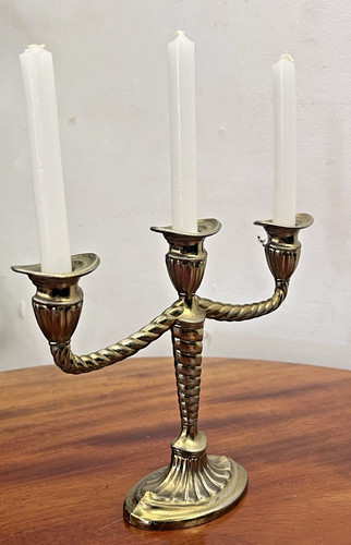 Three armed brass candelabra - three-armed,
