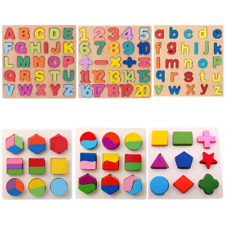 Wooden Shapes Kids Geometry Educational Toys Puzzle Montessori Early Learning