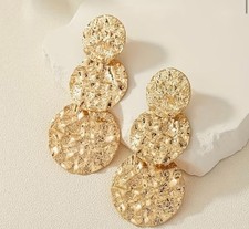 LARGE STATEMENT EARRINGS metal GOLD FASHION drop dangle circle Zara style gift