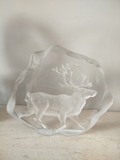 MATS JONASSON Glass Paperweight In the form of deer, signed Mats Jonasson Sweden