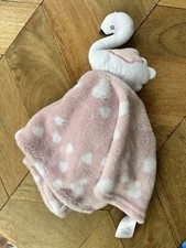 Primark Early Days Pink White Hearts Swan Bird Flamingo Comforter Soft Toy GC