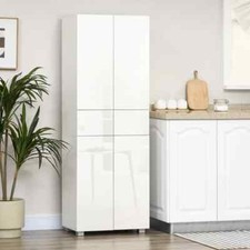 Tall Storage Cupboard High Gloss Cabinet Large Kitchen Pantry Shelf Dresser Unit