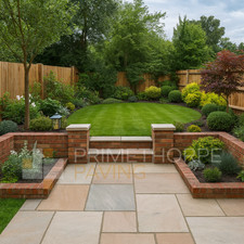 Raj Green Indian Sandstone Garden Paving Slabs Mixed Sizes Patio Pack 22mm Riven