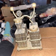 4 piece Cut Glass Cruet set  #B2