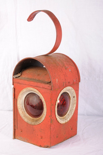 Vintage red railway lamp - vintage,