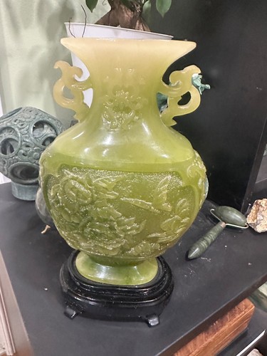 Chinese vase soapstone etched - chinese,