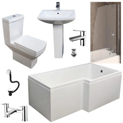 Shower bath suite shaped - bath,