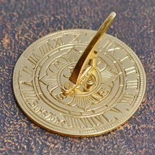 9.5cm Ornate Sun Inspired Miniature Brass Sundial Outdoor Garden Ornament