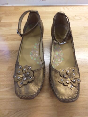 Gold leather wedge ankle - gold,