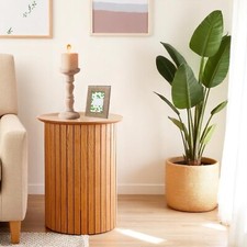 Oak Effect  Round Side Table Coffeee Table Plant Table Home Furniture