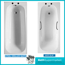 Steel Enamel Bath 1700 x 700mm – Carla or Contesa | 2 Tap Holes | With Legs