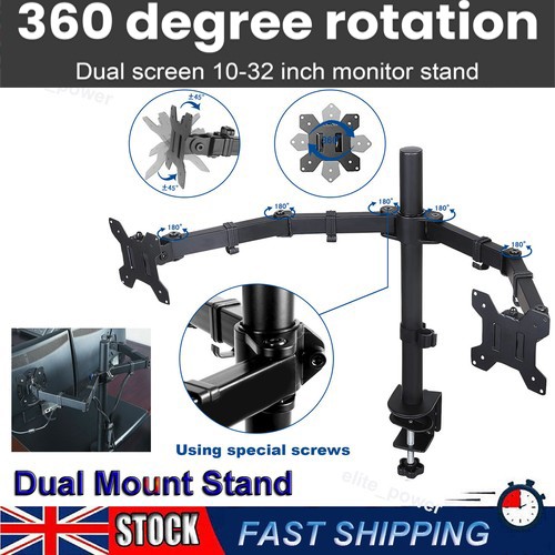 Dual monitor stand - dual, 10-32"