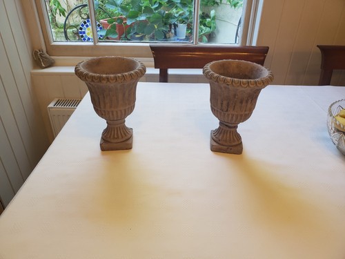 Fluted stone urn - stone, garden