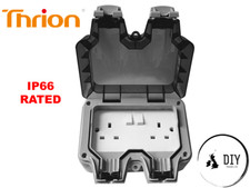 Thrion Weather proof Outdoor 13A 2 Gang Double Switched Socket IP66 Outside Use