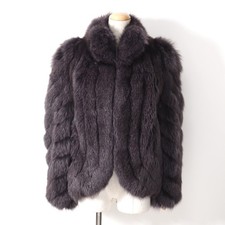 Real Fox Fur Lucury Coat Dyed Purple Soft Women's M 5-YJF603