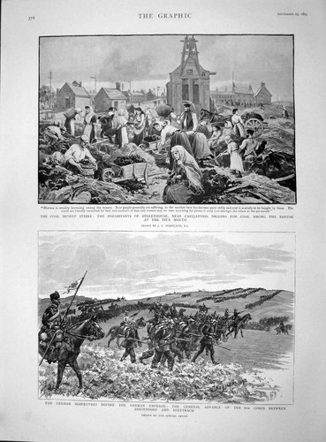 Old antique print 1893 coal - antique,