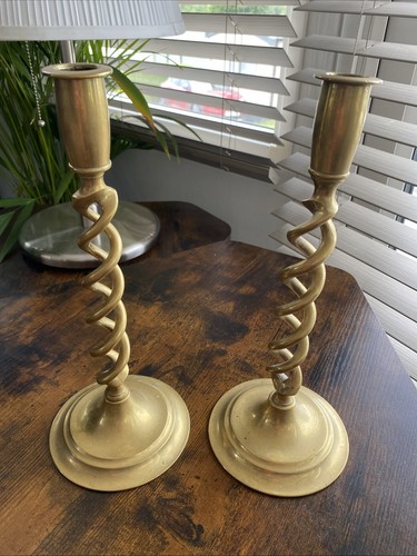 Pair vintage brass - vintage, barley