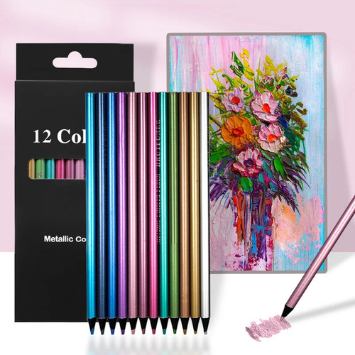 Metallic coloured pencils - 12,