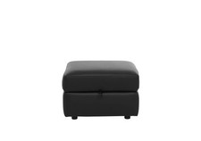 Salisbury Leather Storage Footstool - Black