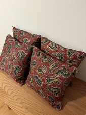 Laura Ashley Vintage 1985 Grand Paisley Garnet Piped Square Cushion Cover 15" X4