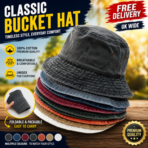 Unisex washed cotton bucket - washed,