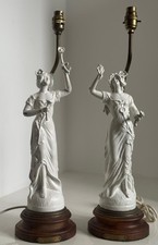 Pair Art Nouveau Figural Lady