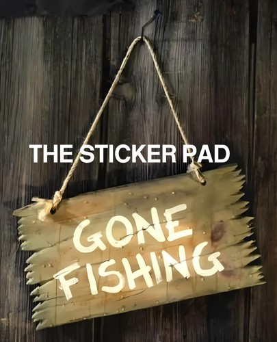 Vinyl sticker gone fishing - vinyl,
