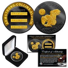 Apollo 11 50th Anniversary NASA Space 32MM Robbins Medal 24K & BLACK RUTHENIUM