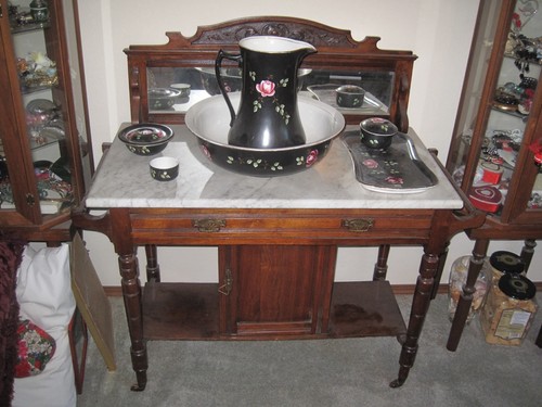 Antique wash stand with - antique,