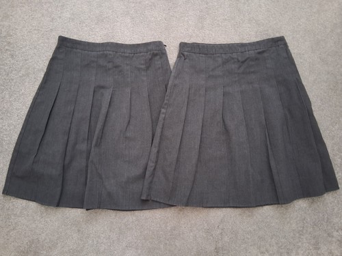 Grey pleated school skirts - 2,