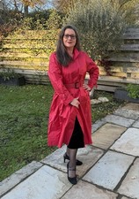 Red Rubber Mackintosh Rainwear ladies size 16-18 extra large 48” long