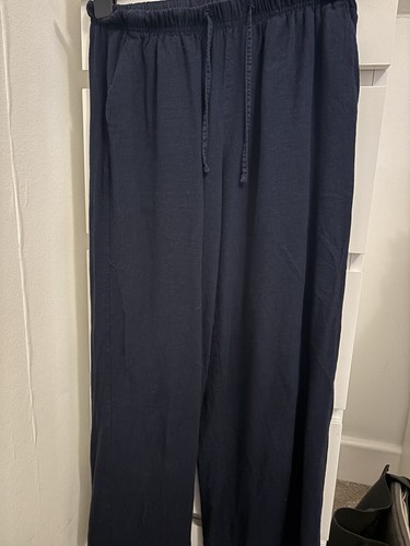 Bershka navy linen trousers