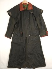 Toggi Rough Country Stockman Waxed Coat Mens Small Green Long Riding Oilskin
