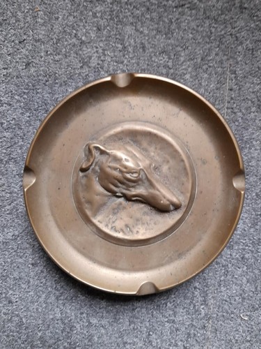Bronze greyhound ashtray art - greyhound,