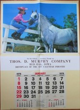 Pinup Cowgirl 1978 GIANT 31x42 Poster/Ad Calendar: Woman & Horse, 'Arabian Daze'