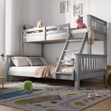 Triple Bunk Beds for Kids Solid Pine Wood Single Double Bed Frame With Mattress