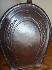 Vintage Tooled Leather Horse Shoe Shaped Collar Box Equestrian