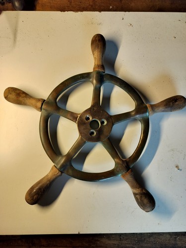 Wood handled brass ships - wood,