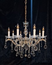 Fabulous Vintage French Large 8 Arm Glass Crystal Marie Therese Chandelier Light